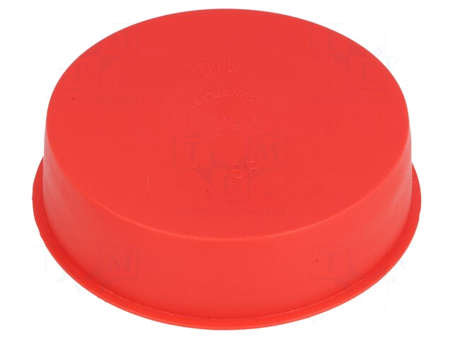 Afdekdopje; Lichaam: rood; Buitendiam: 103,4mm; H: 28mm; Mat: LDPE Afdekdopje; Lichaam: rood; Buitendiam: 103,4mm; H: 28mm; Mat: LDPE